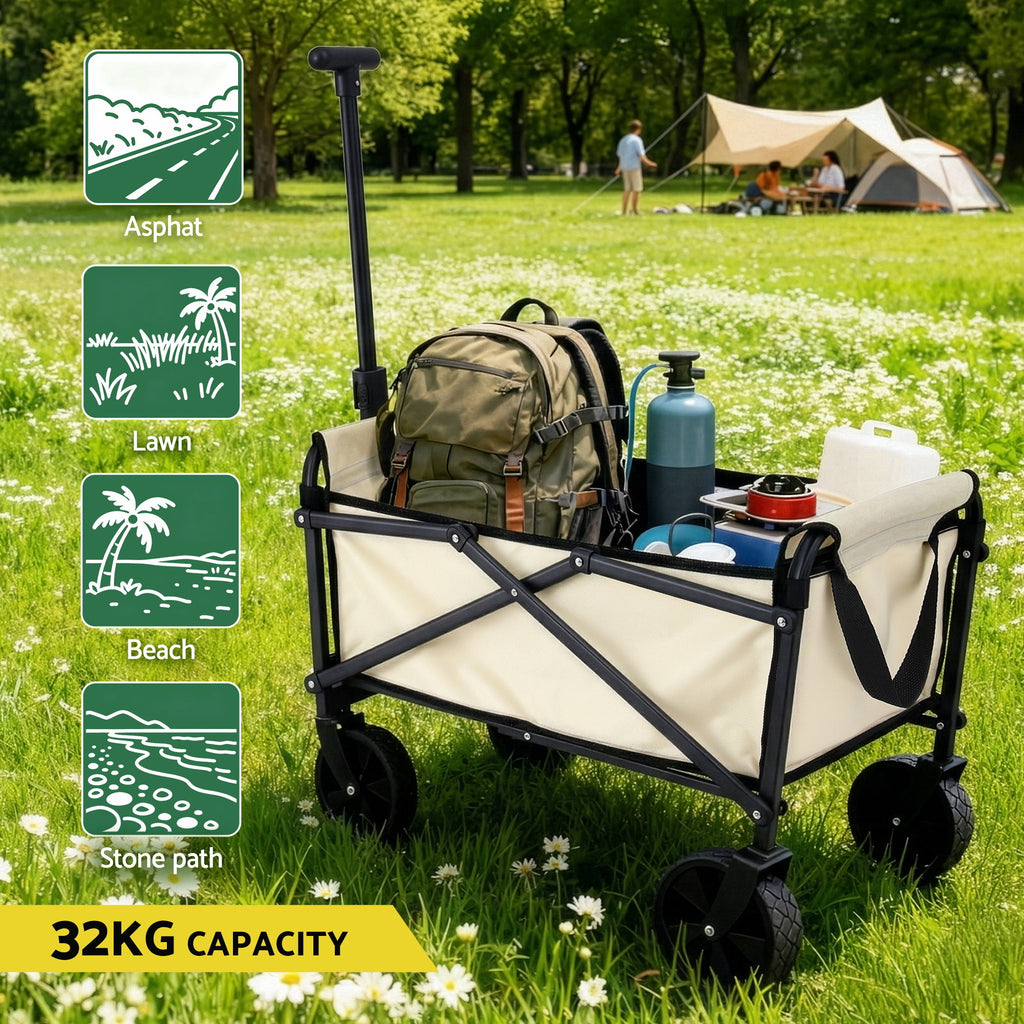Foldable Outdoor Trolley - 45L Storage / 32Kg Maximum Load